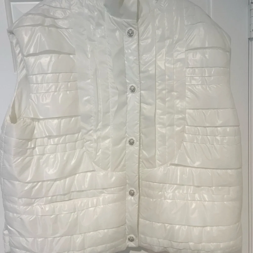 Chanel iridescent white puffer winter vest